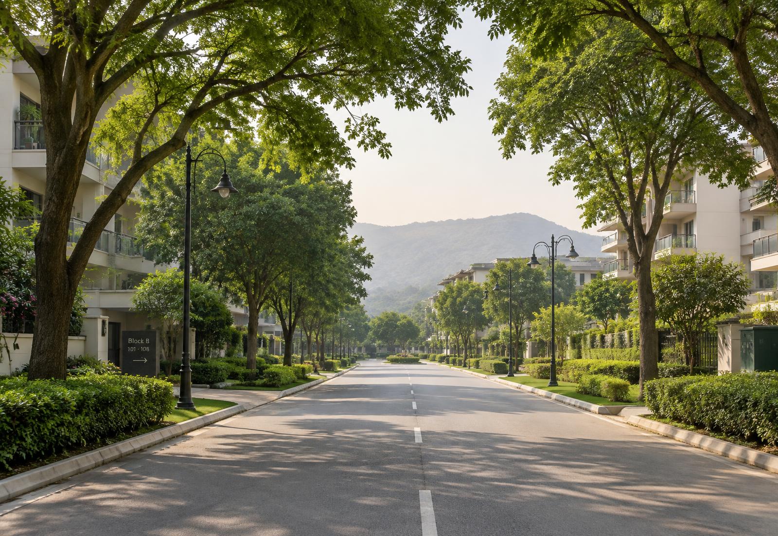 Tree-lined avenue in Lakewood City