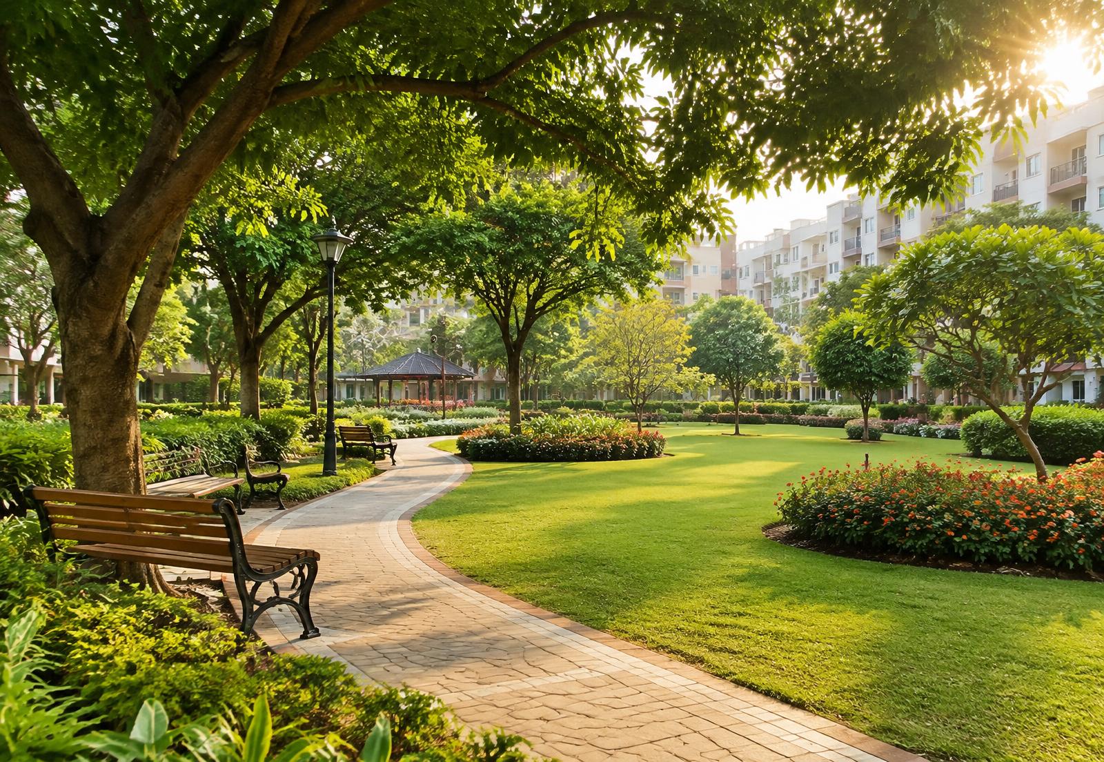 Landscaped park in Lakewood City